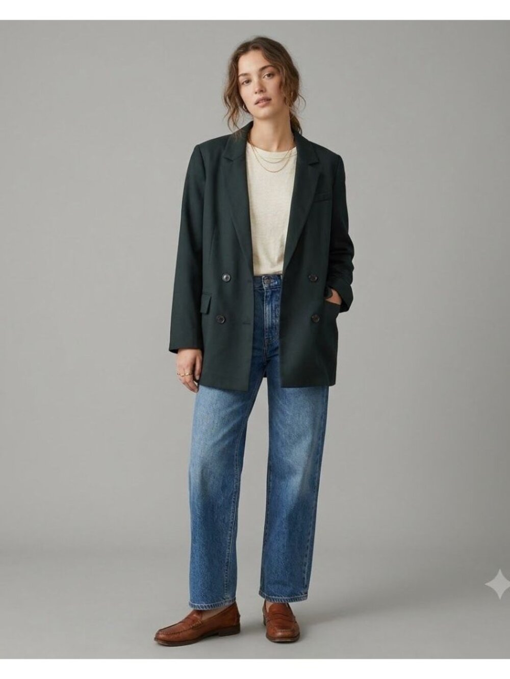 Madewell Black Double-Breasted Womens Blazer Size M Casual Chic - Picture 1 of 16